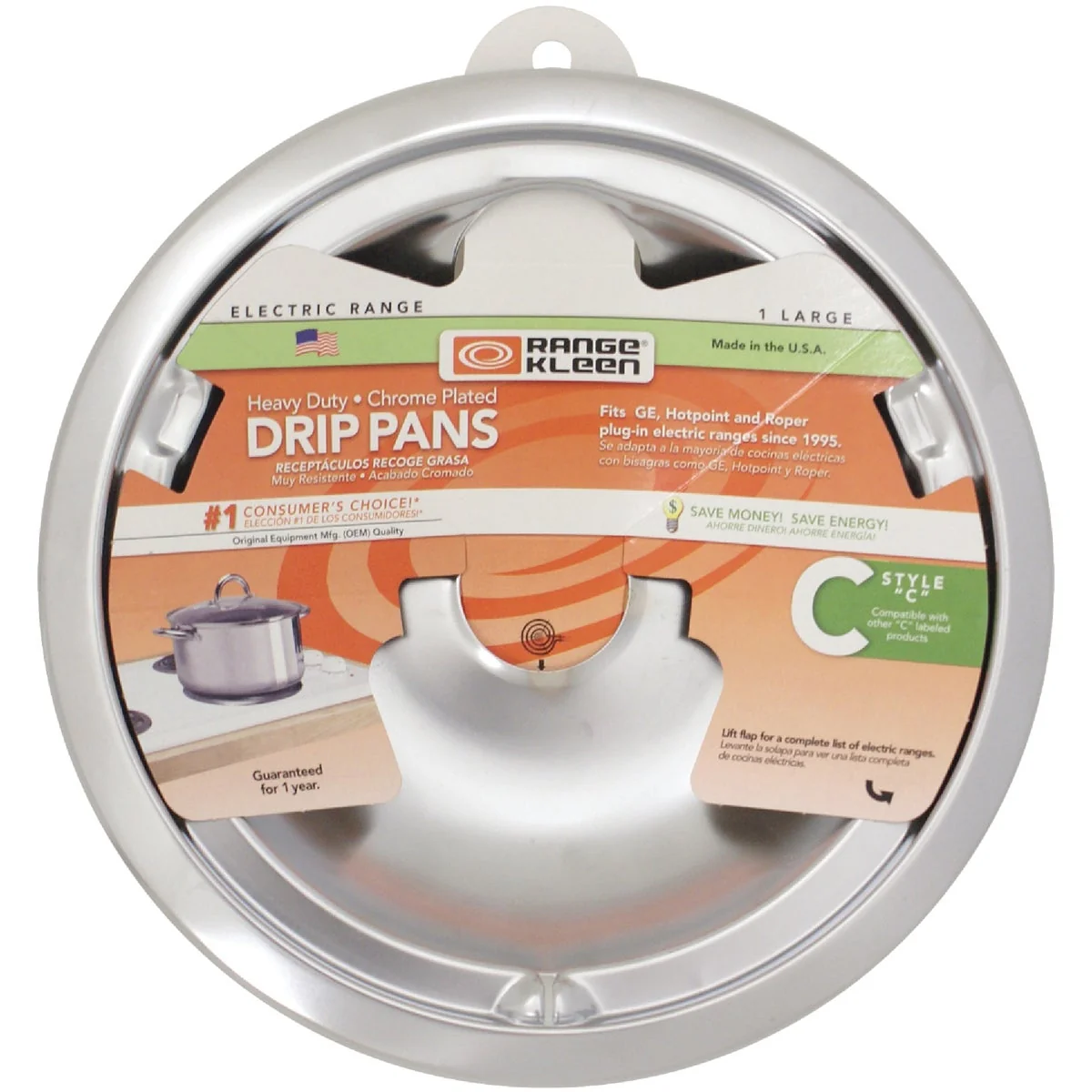 Secure Range Kleen Electric 8 Style C Round Chrome Drip Pan High-Performance