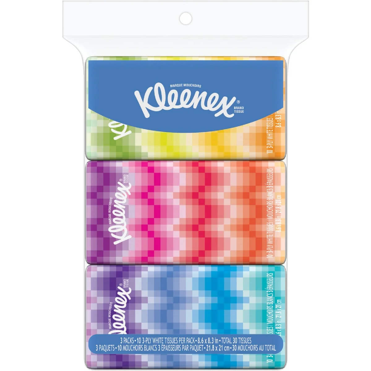 Premium Material Kleenex Go Packs 10 Count 3-Ply White Facial Tissue 3-Pack Efficient
