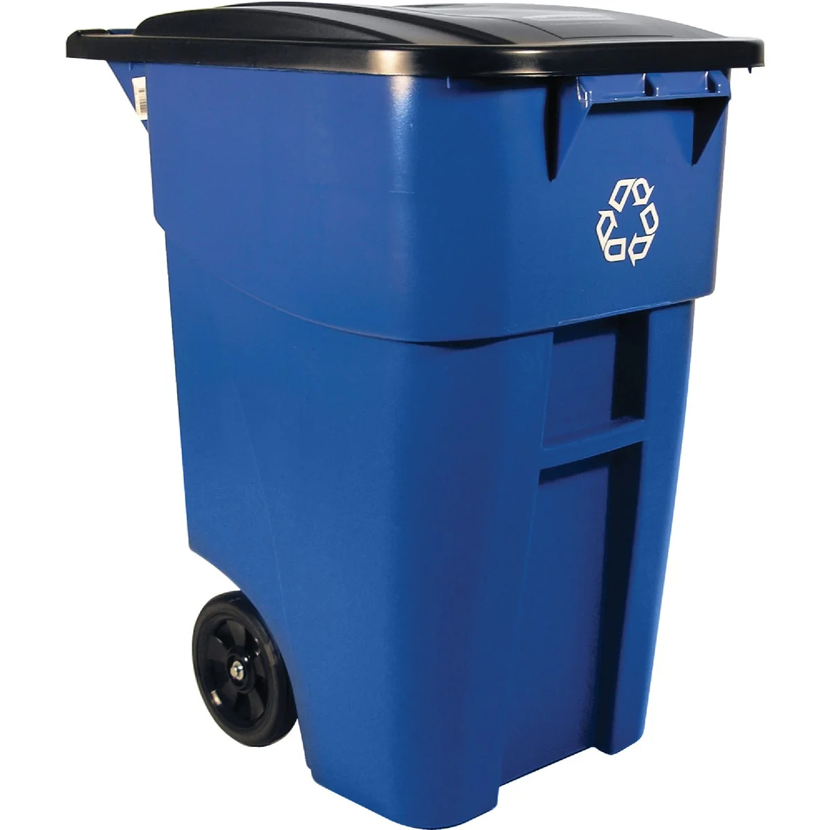 Exceptional Rubbermaid 50 Gal. Recycling Trash Can with Lid Elite