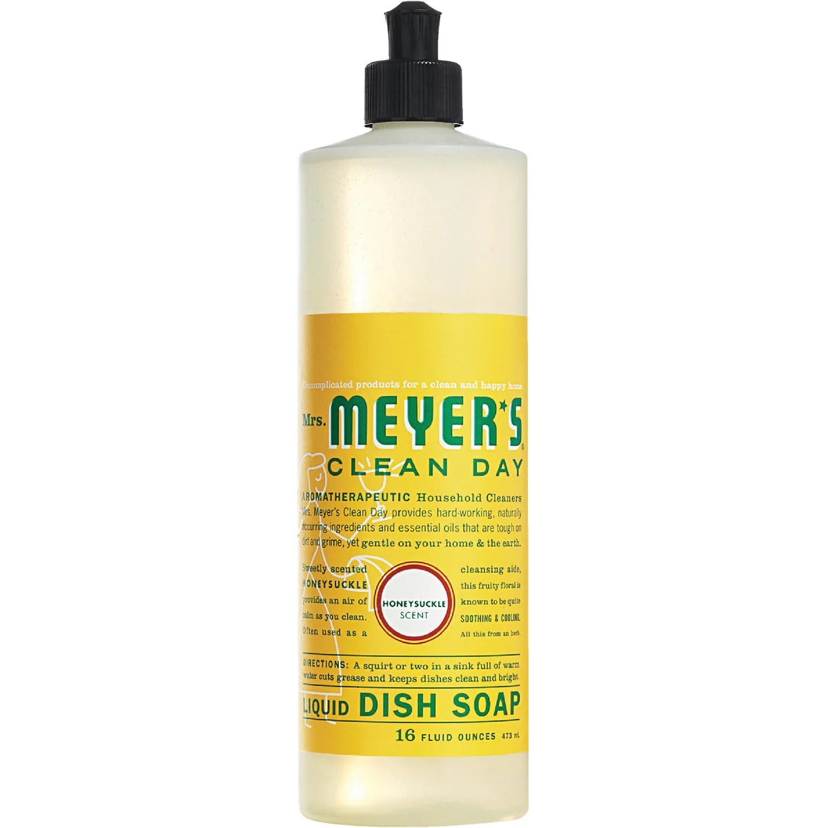 User-Friendly Mrs. Meyer's Clean Day 16 Oz. Honeysuckle Scent Liquid Dish Soap Durable