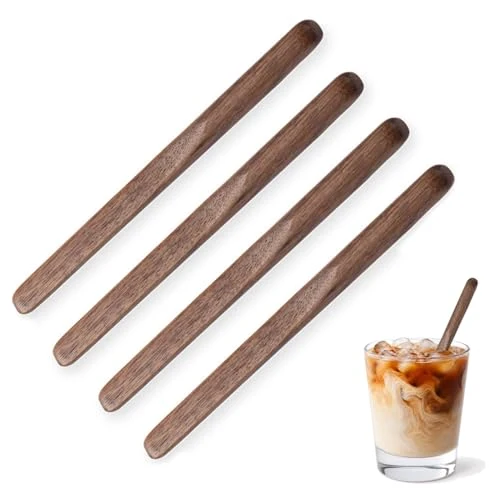Carefully Designed Black Walnut Wood 4Pcs Coffee Stirrers 6″ Reusable Multifunctional for Coffee 4 Count Innovative