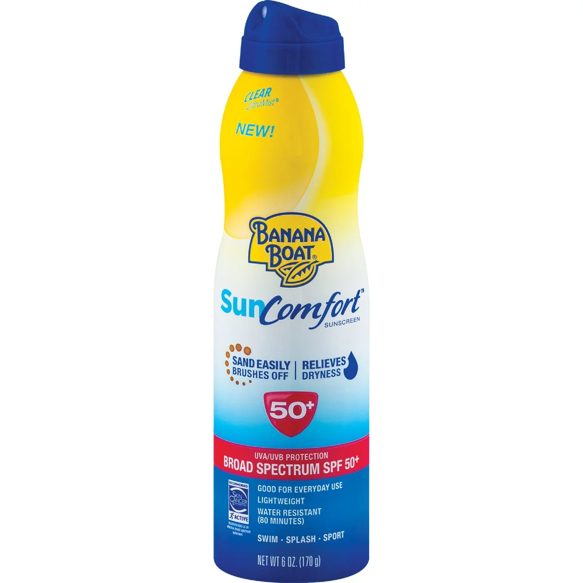 Verified Banana Boat SunComfort Light as Air SPF 50 Sunscreen Spray Detailed