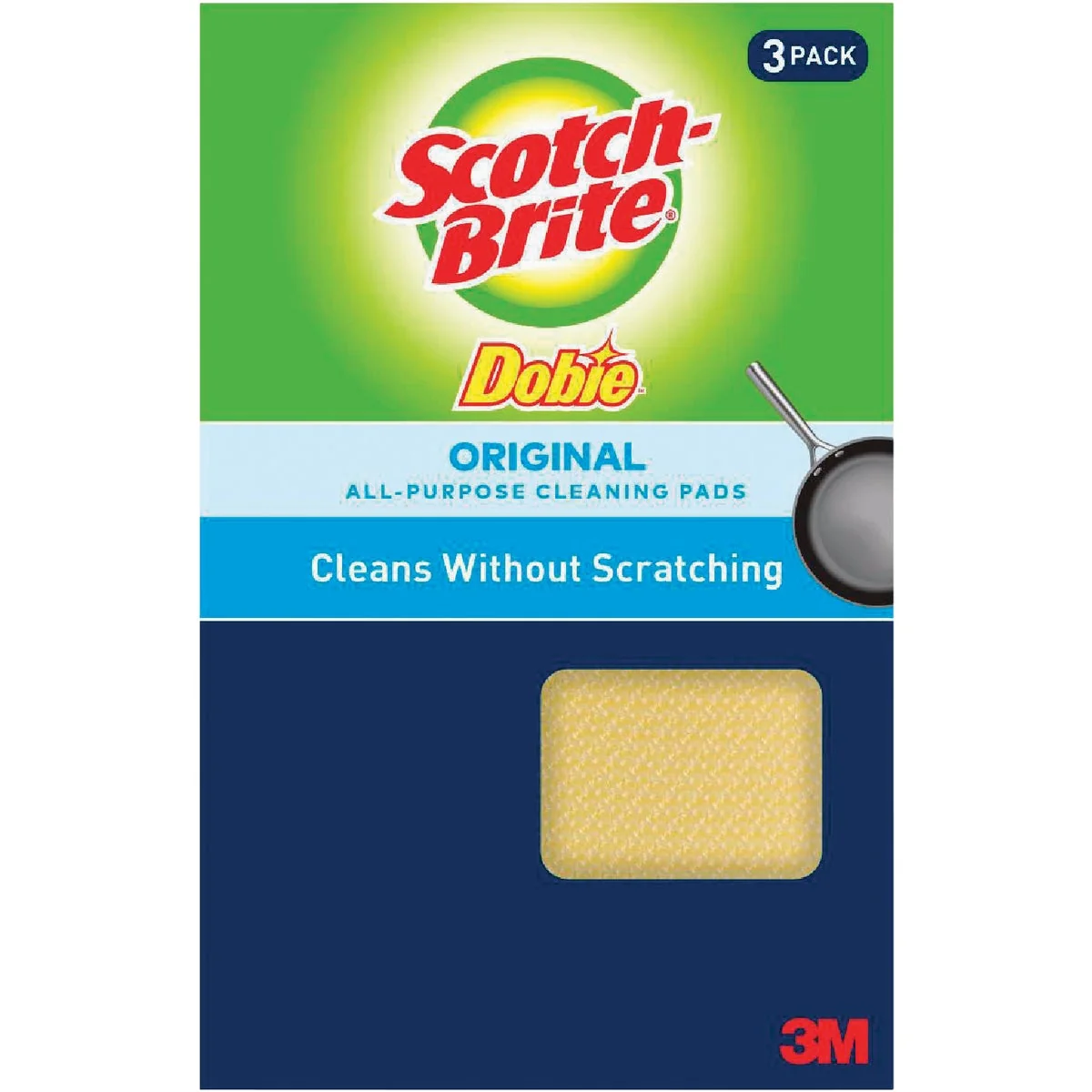 Optimized 3M Scotch-Brite Dobie Cleaning Scouring Pad 3-Count Natural