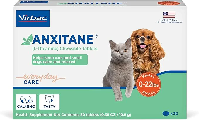 World-Class Virbac ANXITANE® L-Theanine Chewable Tablet - Promotes relaxation for anxious behavior - Small Dog Cat 22lbsAbout This Certified