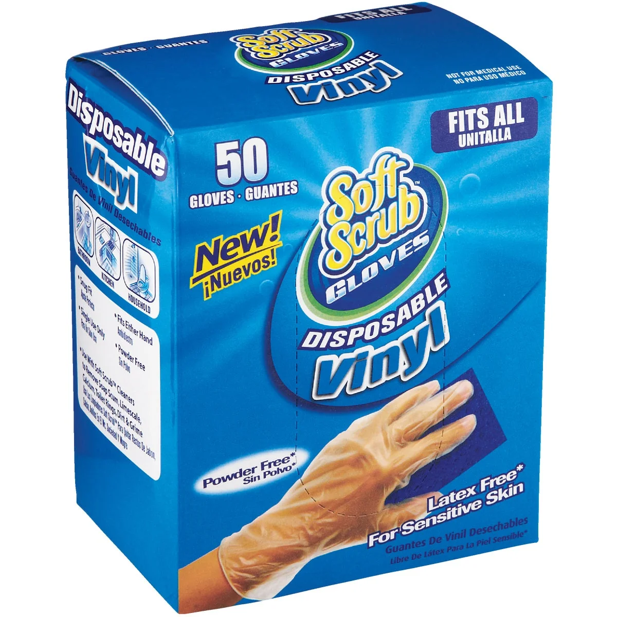 Certified Soft Scrub 1 Size Fits All Vinyl Disposable Glove 50-Pack Unique
