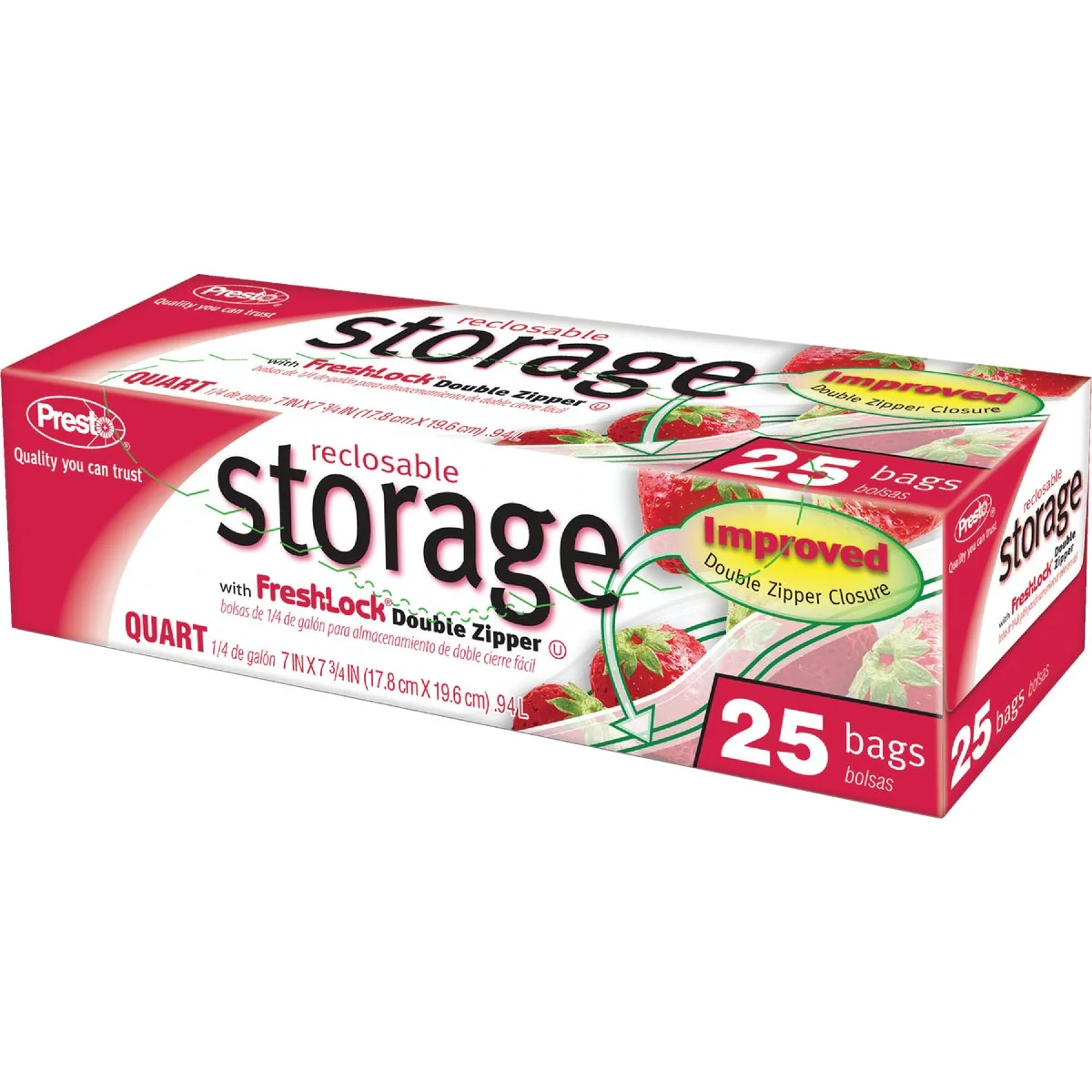 Safe Presto 1 Qt. Reclosable Food Storage Bag 25 Count Organic