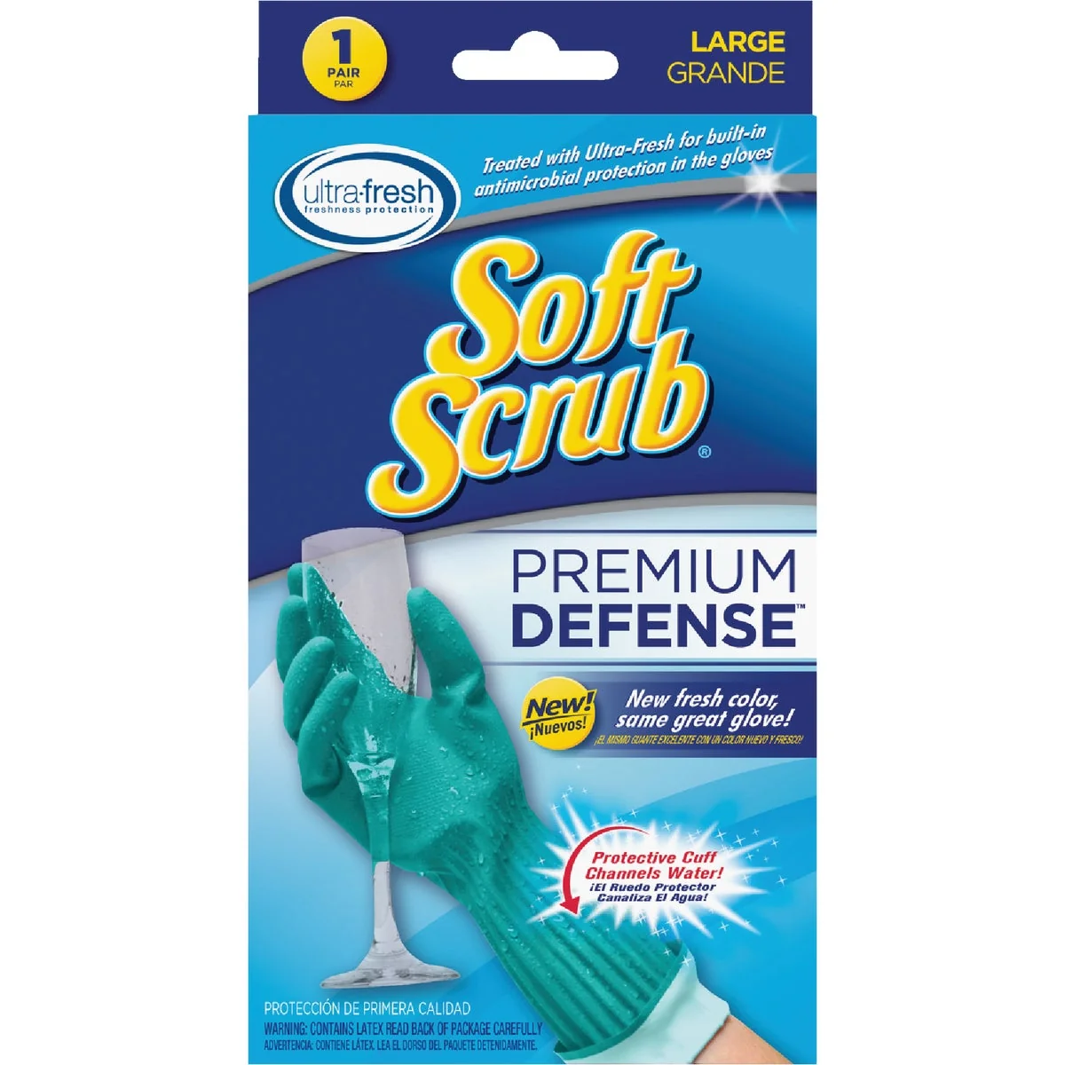 Pure Soft Scrub Premium Defense Large Latex Rubber Glove Secure