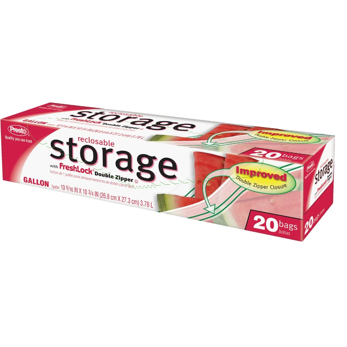 Verified Presto 1 Gal. Reclosable Food Storage Bag 20 Count Innovative