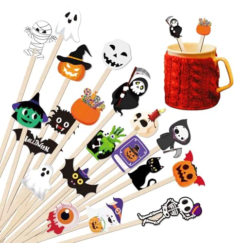 Functional 100Pcs Halloween Wooded Coffee Stirrers 7'' Disposable Stir Stick 100 Count Genuine