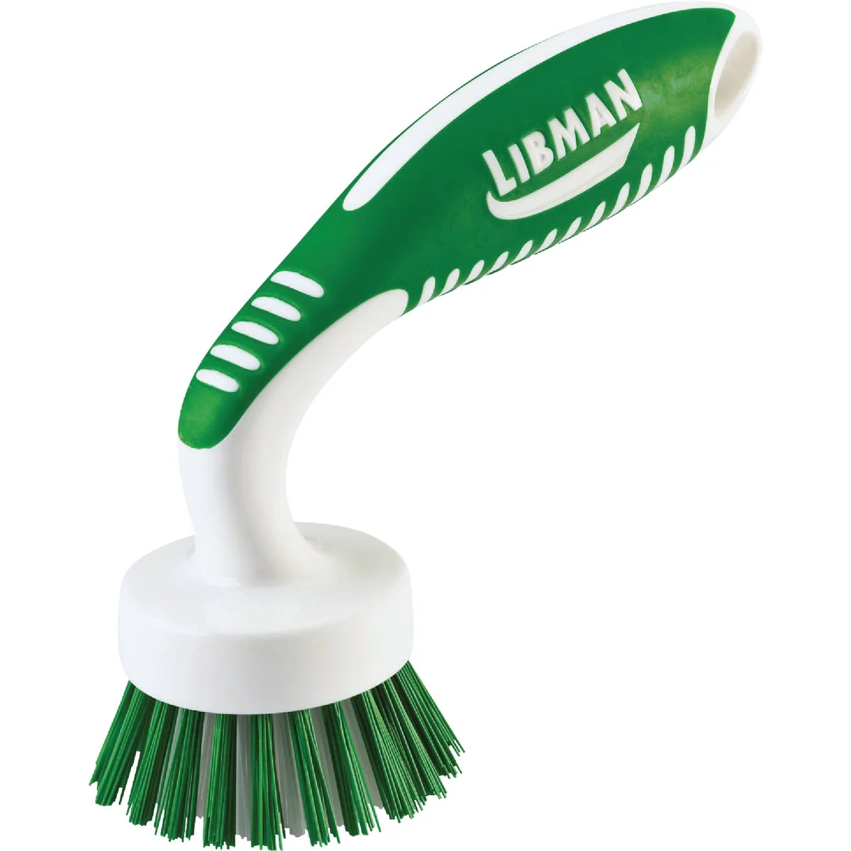 Convenient Libman White Green Polymer 8 In. Ergonomic Rubber Grip Dish Brush Expertly Made