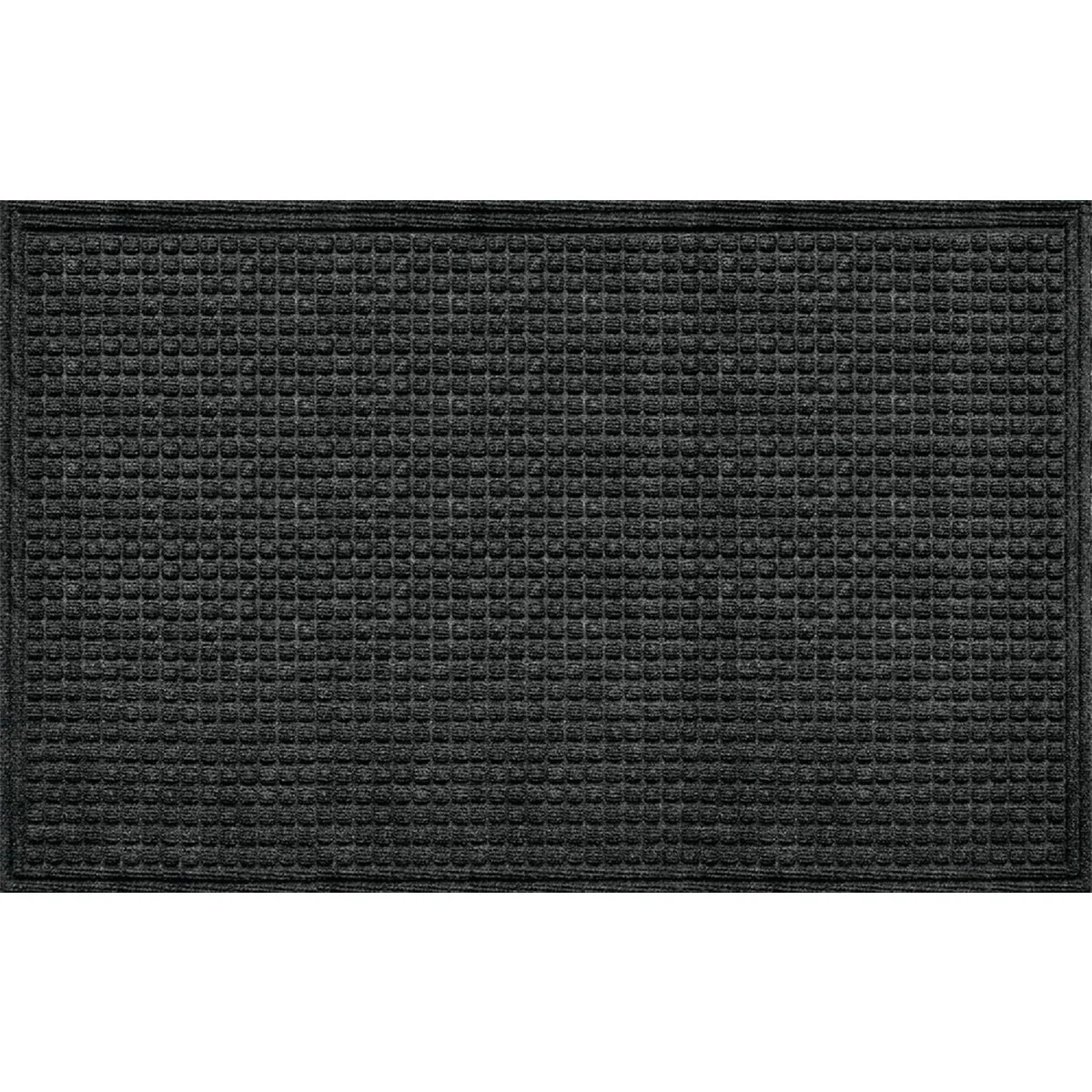 Dependable Apache Textures Onyx 24 In. x 36 In. Carpet Recycled Rubber Door Mat Functional