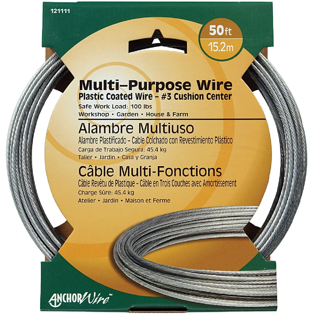 Responsible HILLMAN ANCHOR WIRE 50 Ft. 3 Multi-Purpose Clothesline Certified