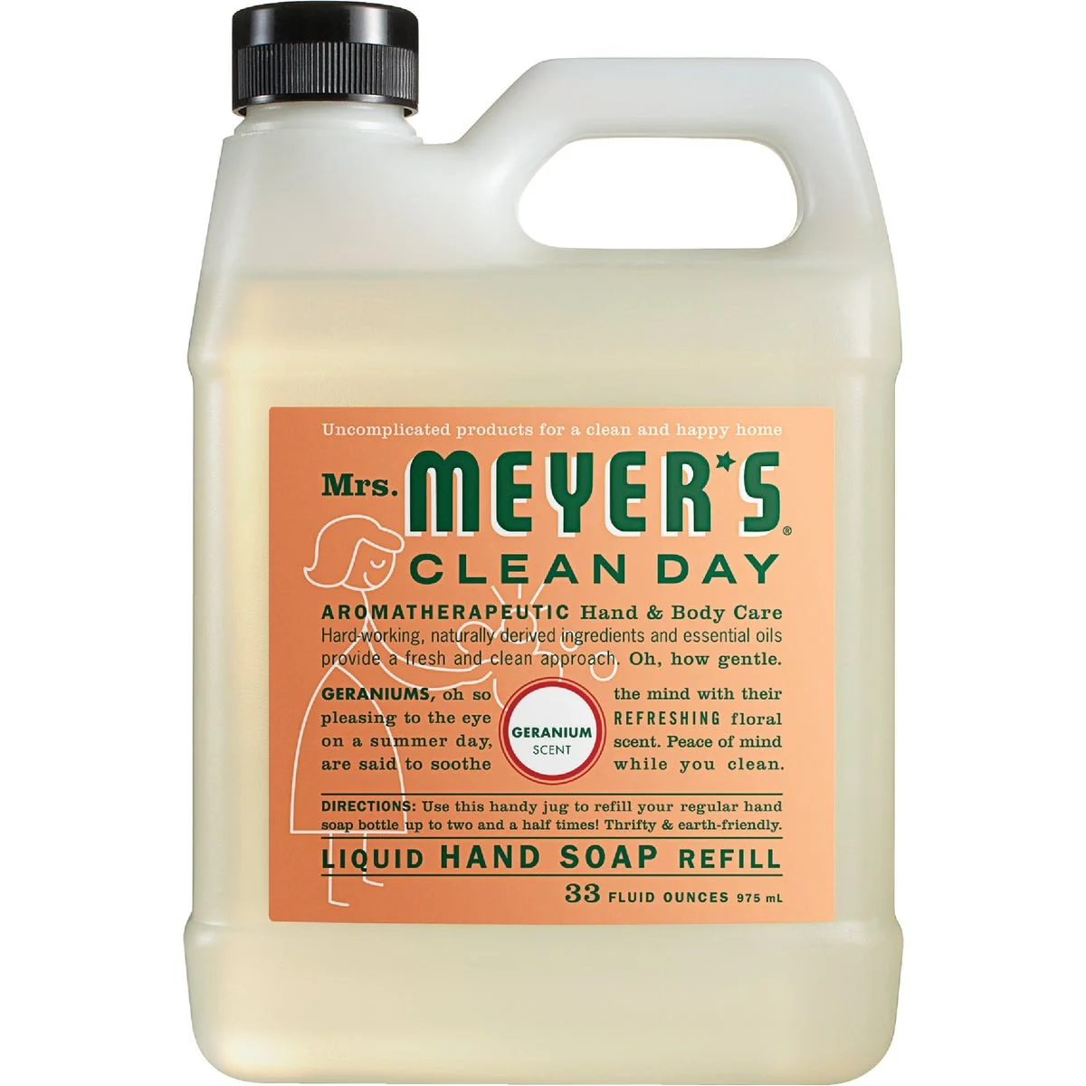 Flexible Mrs. Meyer's Clean Day 33 Oz. Geranium Liquid Hand Soap Refill Minimalist