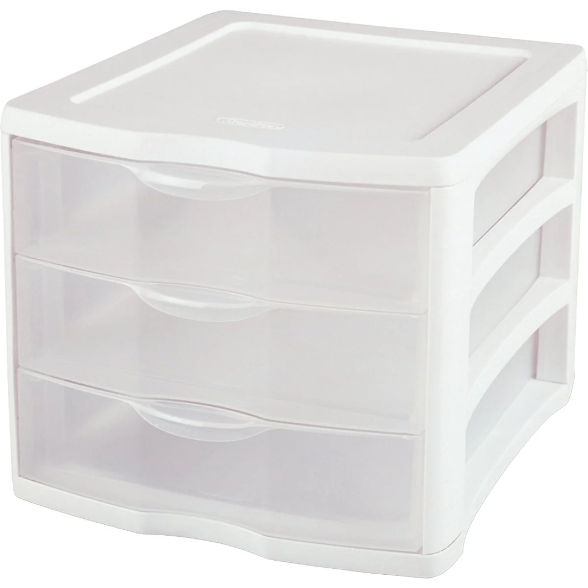 Specialty Sterilite ClearView 10 In. x 10 In. x 13.5 In. White 3-Drawer Storage Unit Detailed