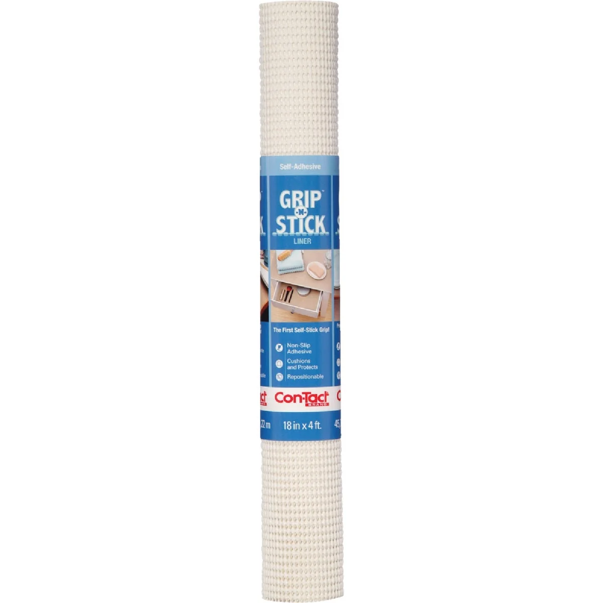 Recyclable Con-Tact Grip-N-Stick 18 In. x 4 Ft. White Self-Adhesive Shelf Liner Genuine