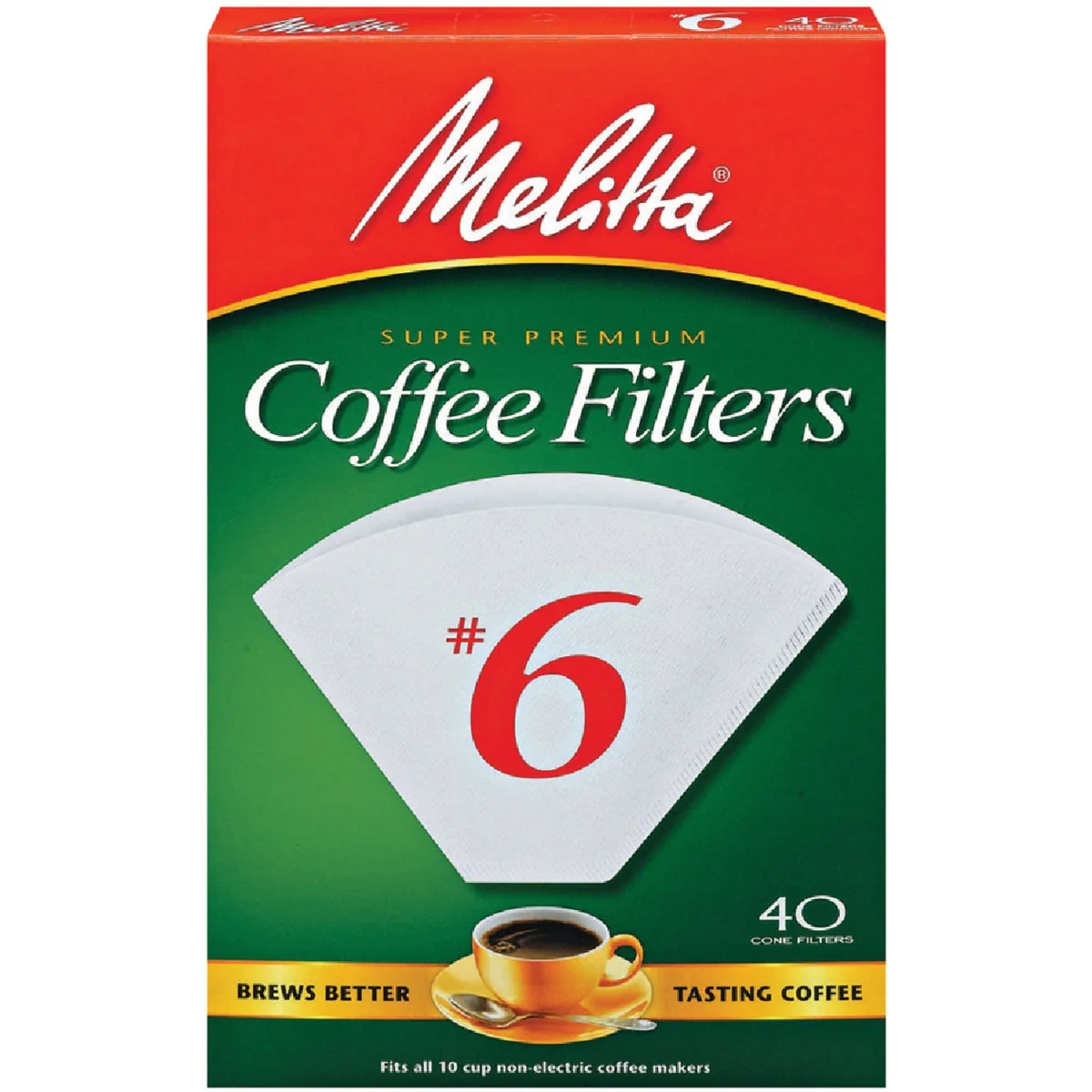 Natural Melitta 6 Cone 8-12 Cup Coffee Filter 40-Pack Verified