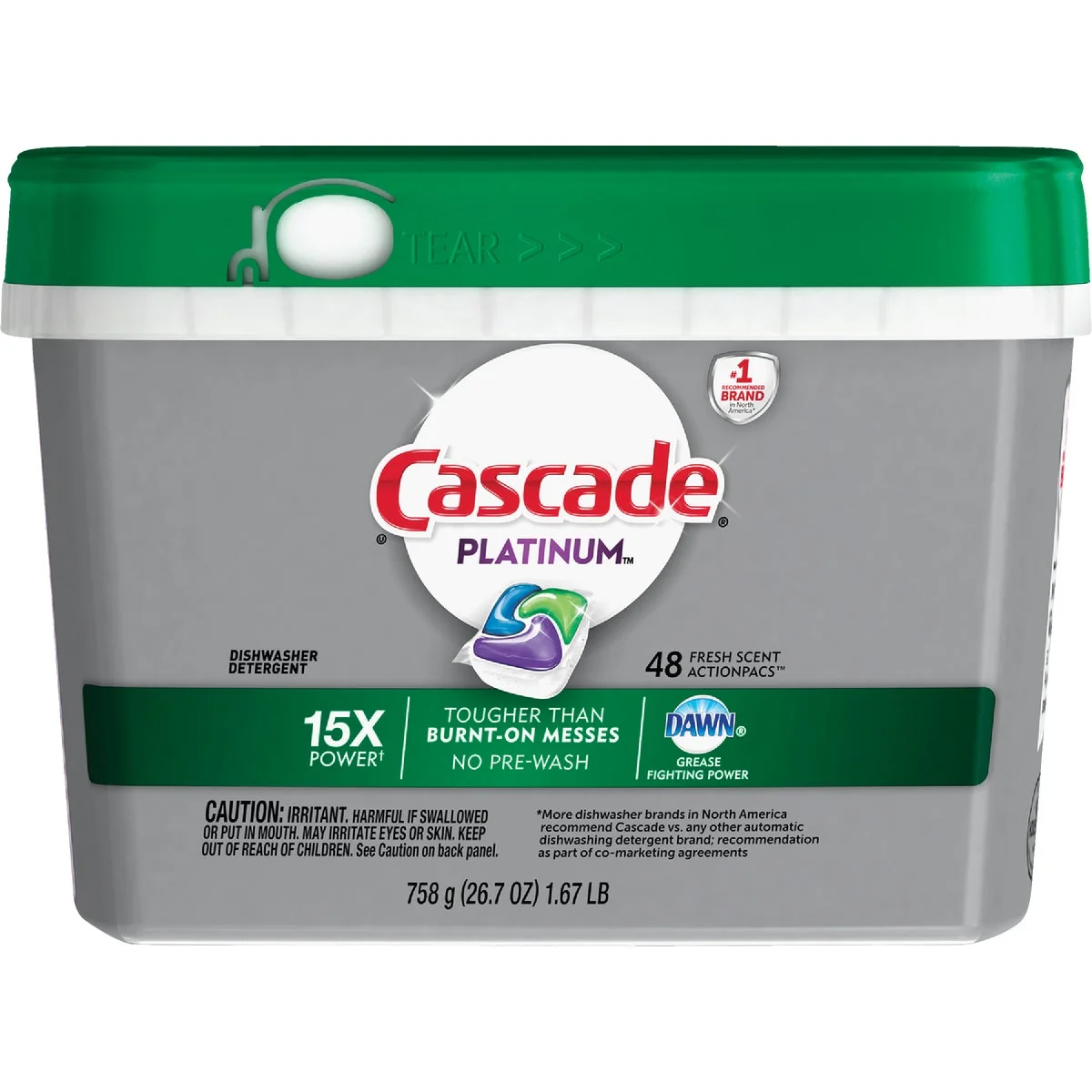 Practical Cascade Platinum Action Pacs Fresh Dishwasher Detergent Tabs 48 Count Reliable