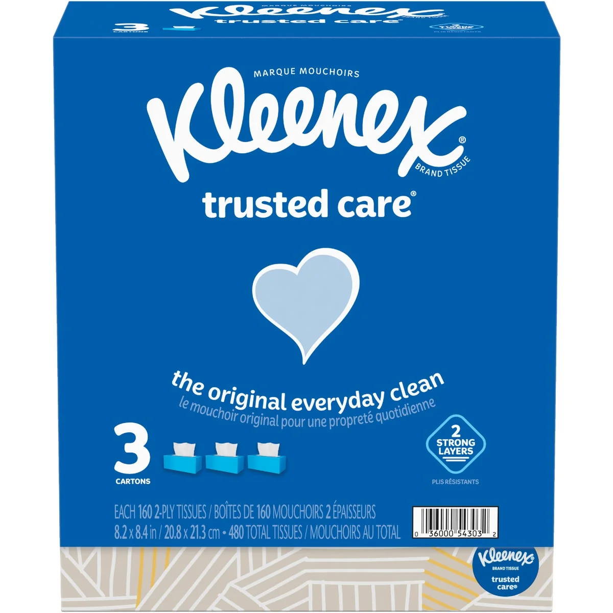 First-Class Kleenex Care 145 Count 2-Ply White Facial Tissue 3-Pack Dependable
