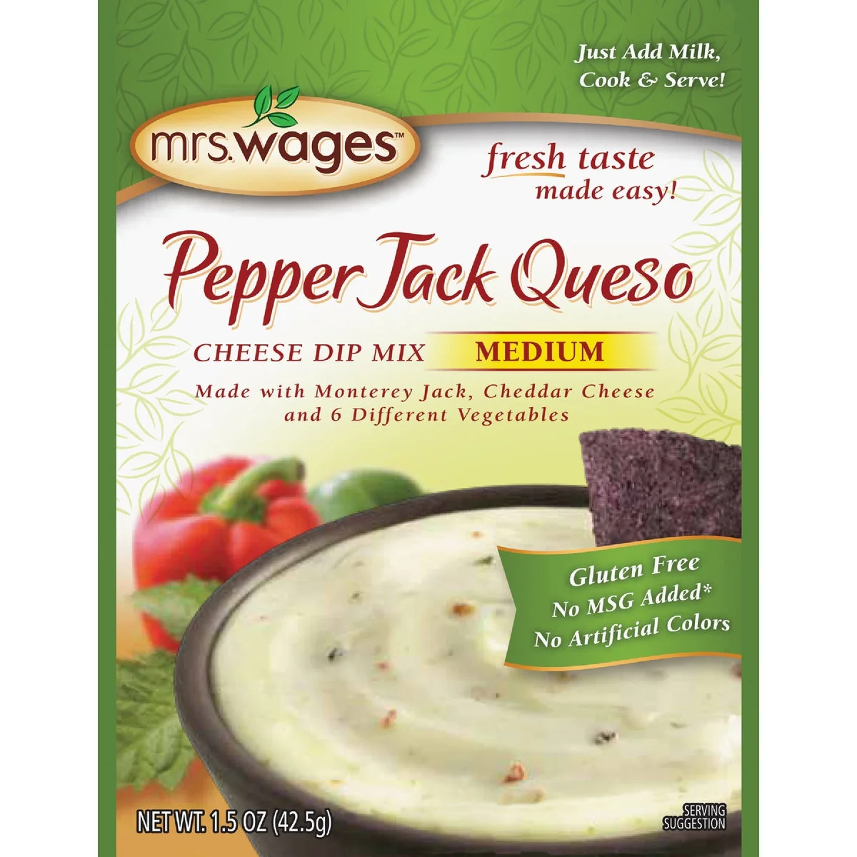Sustainable Mrs. Wages 1.5 Oz. Pepper Jack Queso Cheese Dip Mix Prestigious