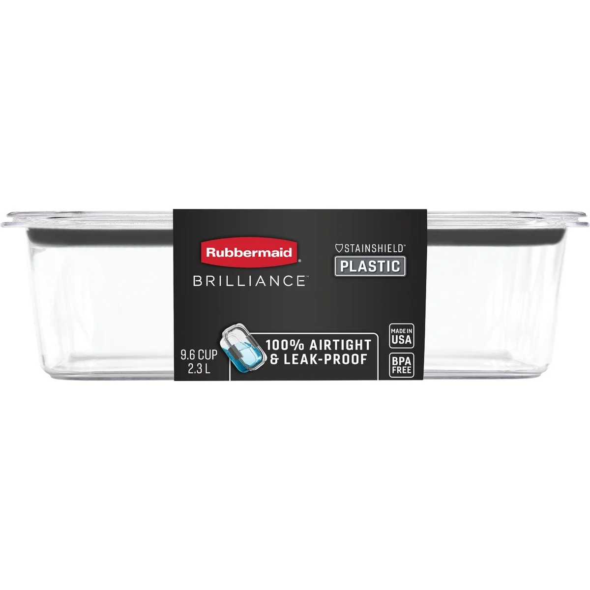 Solid Rubbermaid Brilliance 9.6 C. Clear Rectangle Food Storage Container Traditional