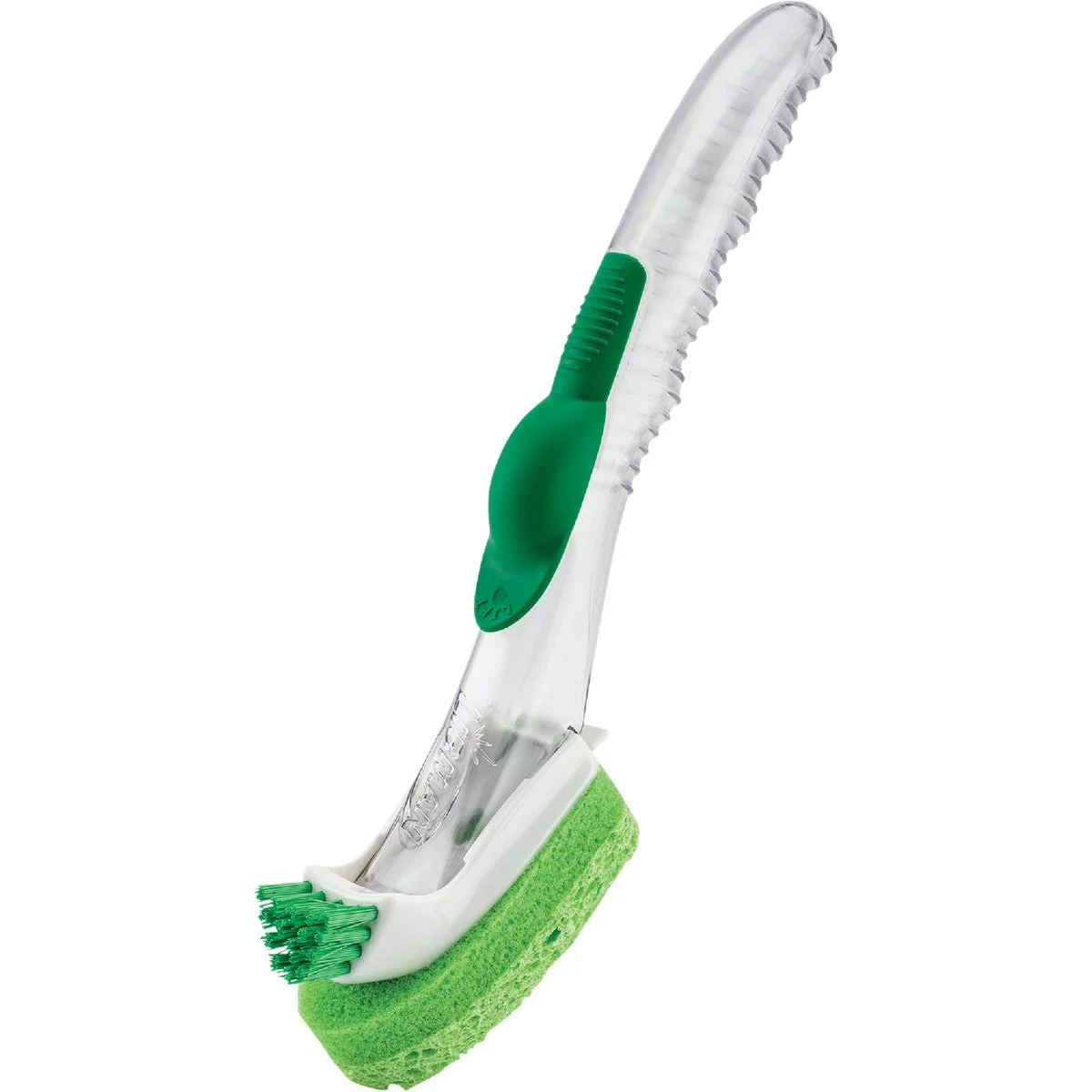 Trendy Libman Green White Glass Dish Wand with Scrub Brush Artisan
