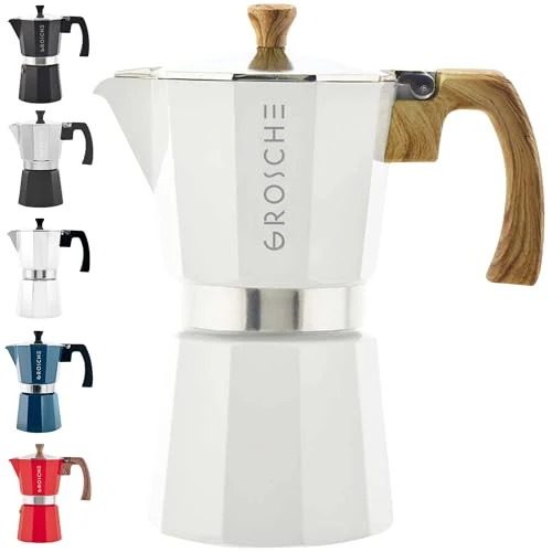 Functional Milano Stovetop Espresso Maker Moka Pot 6 espresso Cup 9.3 oz White Responsible