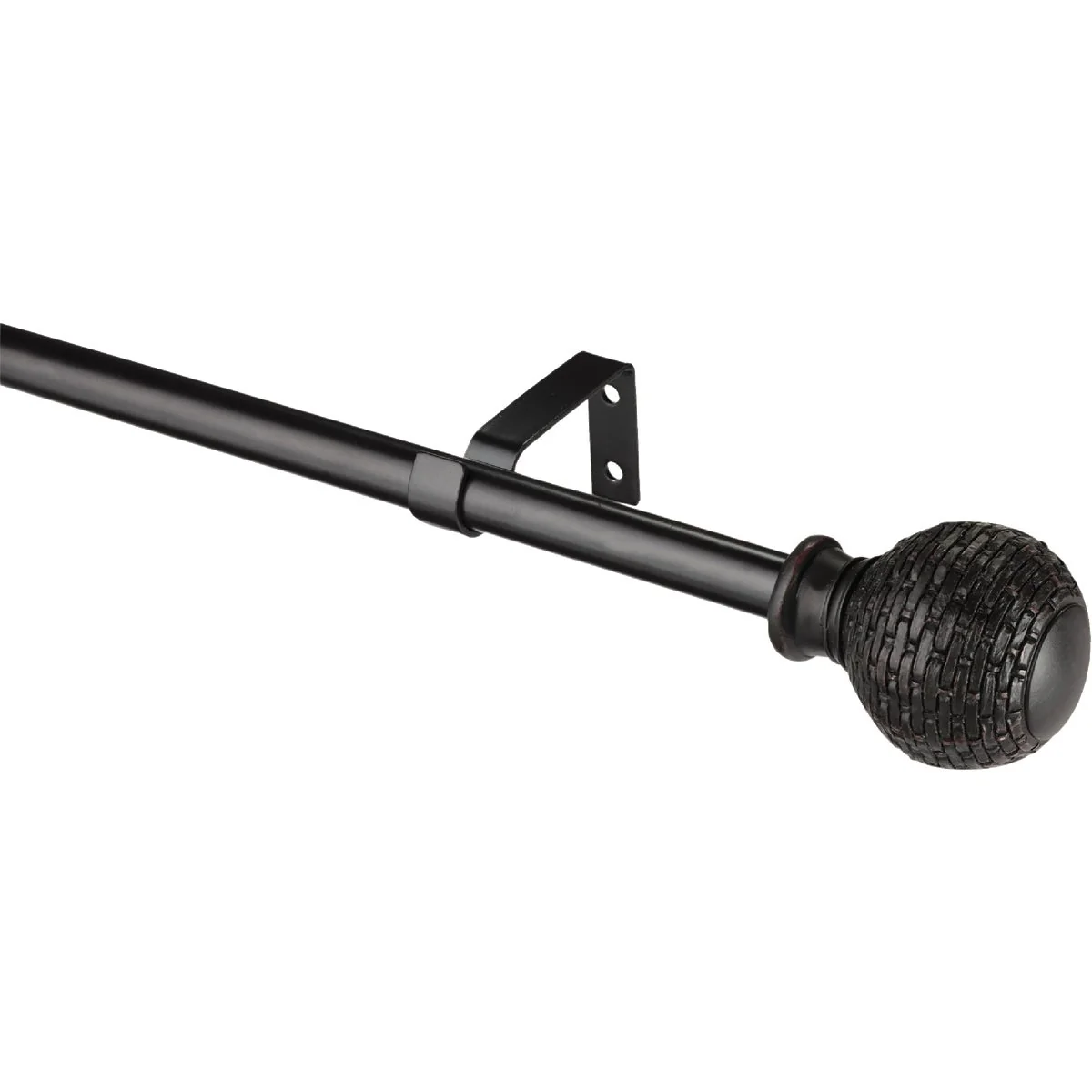 Versatile Kenney Woven Ball 90 In. To 130 In. 5 8 In. Single Brown Curtain Rod Sustainable