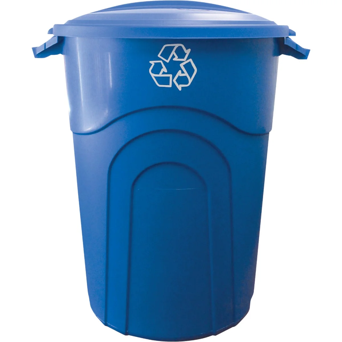 Detailed United Solutions 32 Gal. Recycling Trash Can with Lid User-Friendly