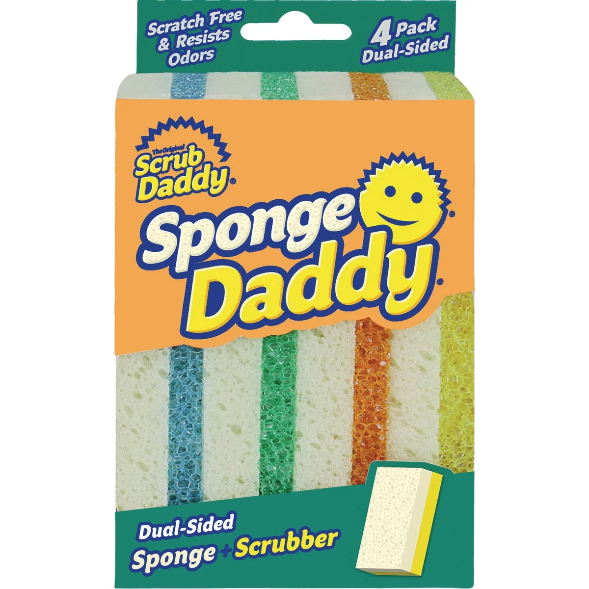 Sophisticated Sponge Daddy 4.5 In. x 2.7 In. Dual Sided Scrub Sponge 4-Count Natural
