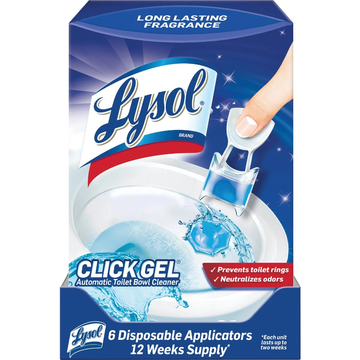 Powerful Lysol Click Gel Ocean Fresh Automatic Toilet Bowl Cleaner 6-Pack Secure
