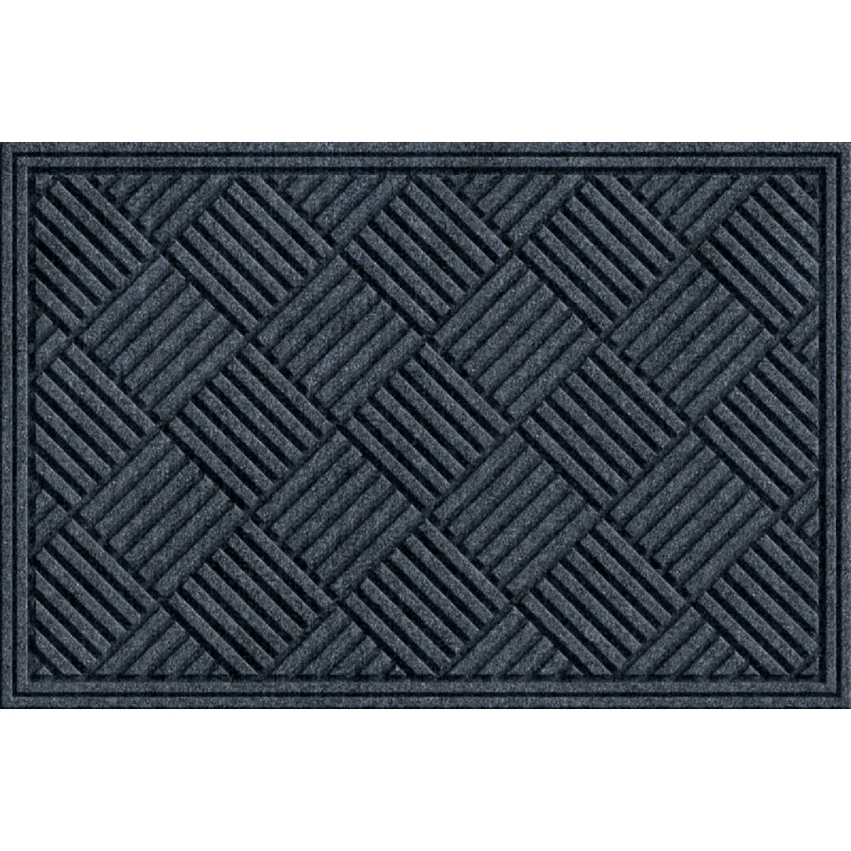 Minimalist Apache Textures Smoke 24 In. x 36 In. Carpet Recycled Rubber Door Mat Reliable