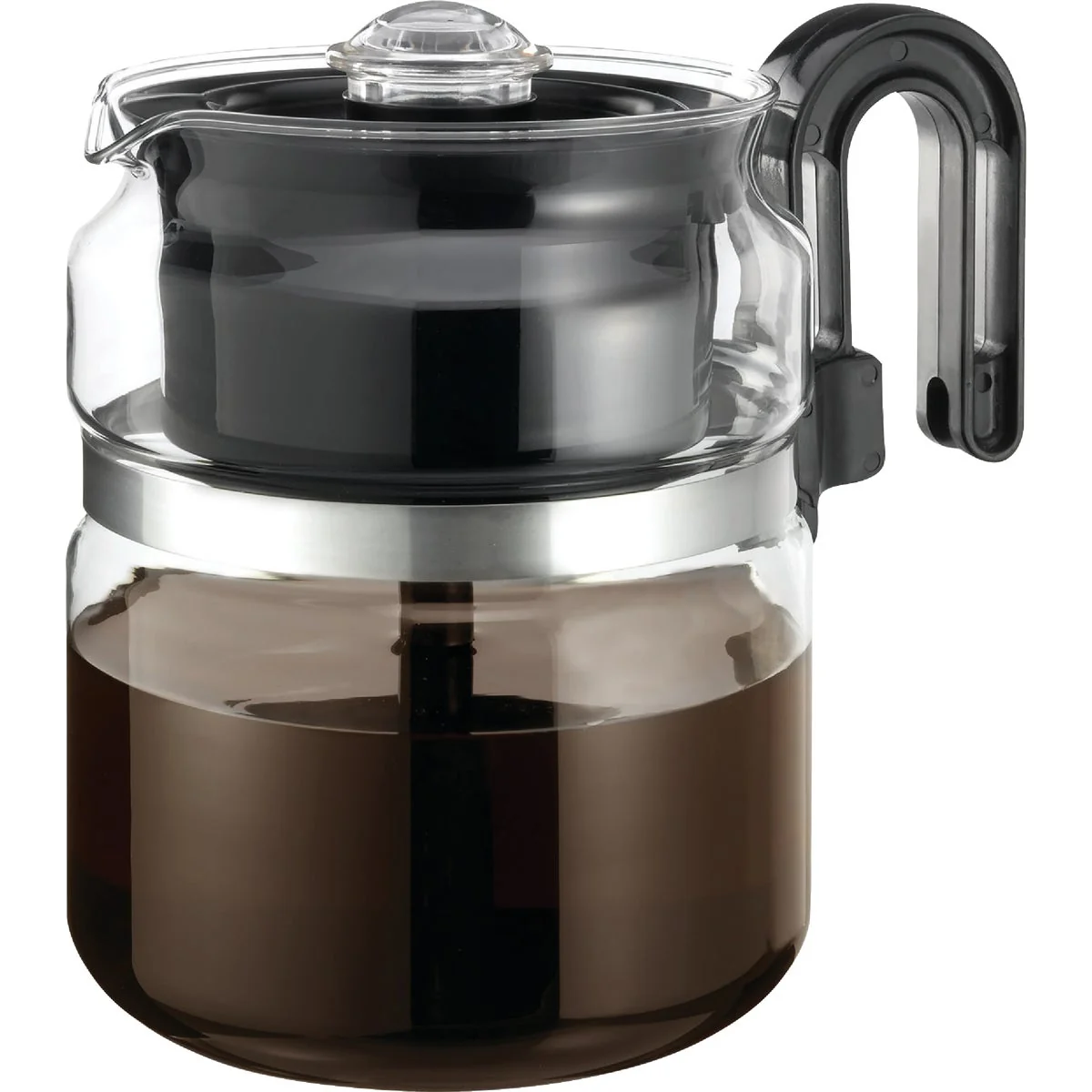 First-Class Medelco 8 Cup Glass Stovetop Coffee Percolator Prestigious