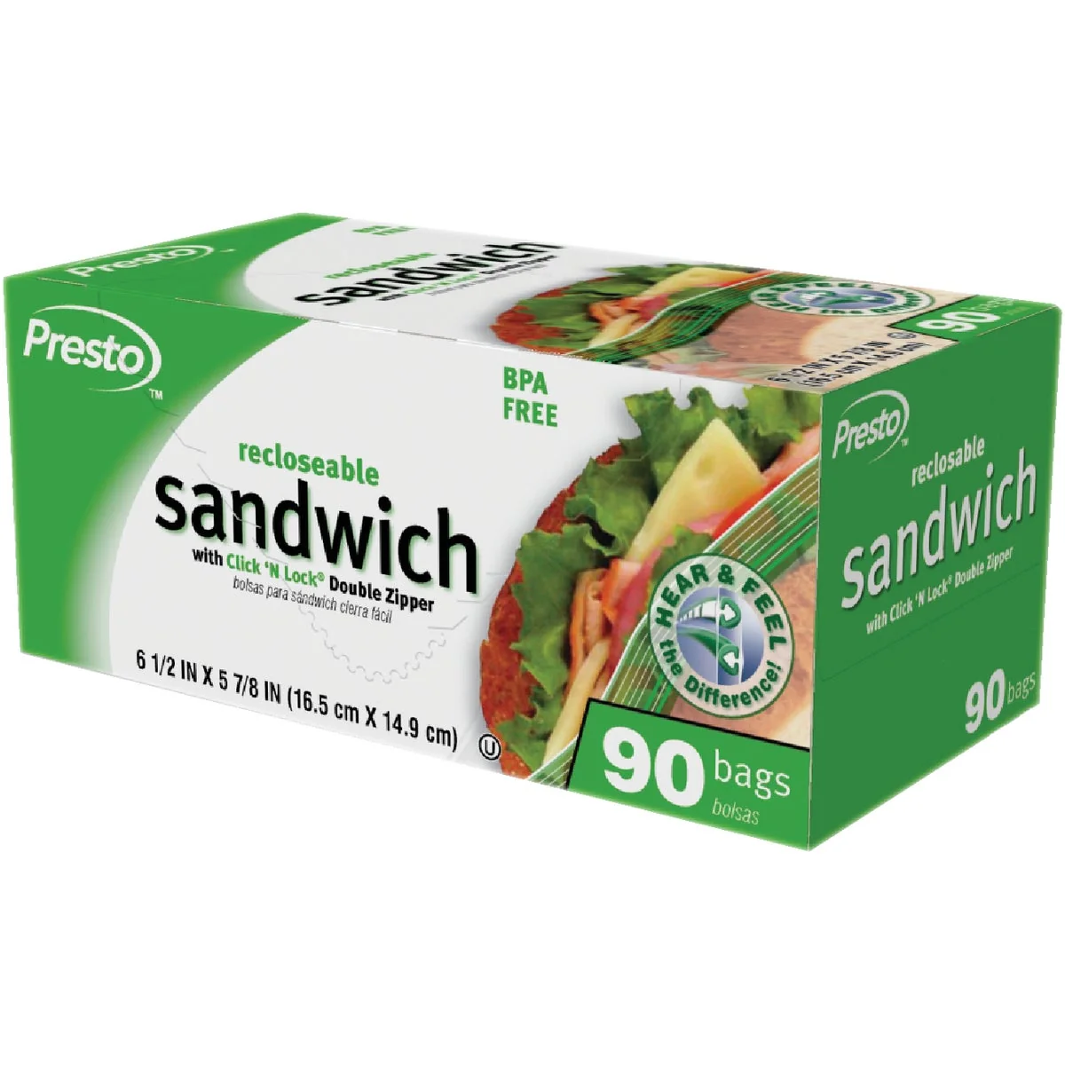 Outstanding Presto Recloseable Sandwich Bag with Color Grip Opening 90-Count User-Friendly