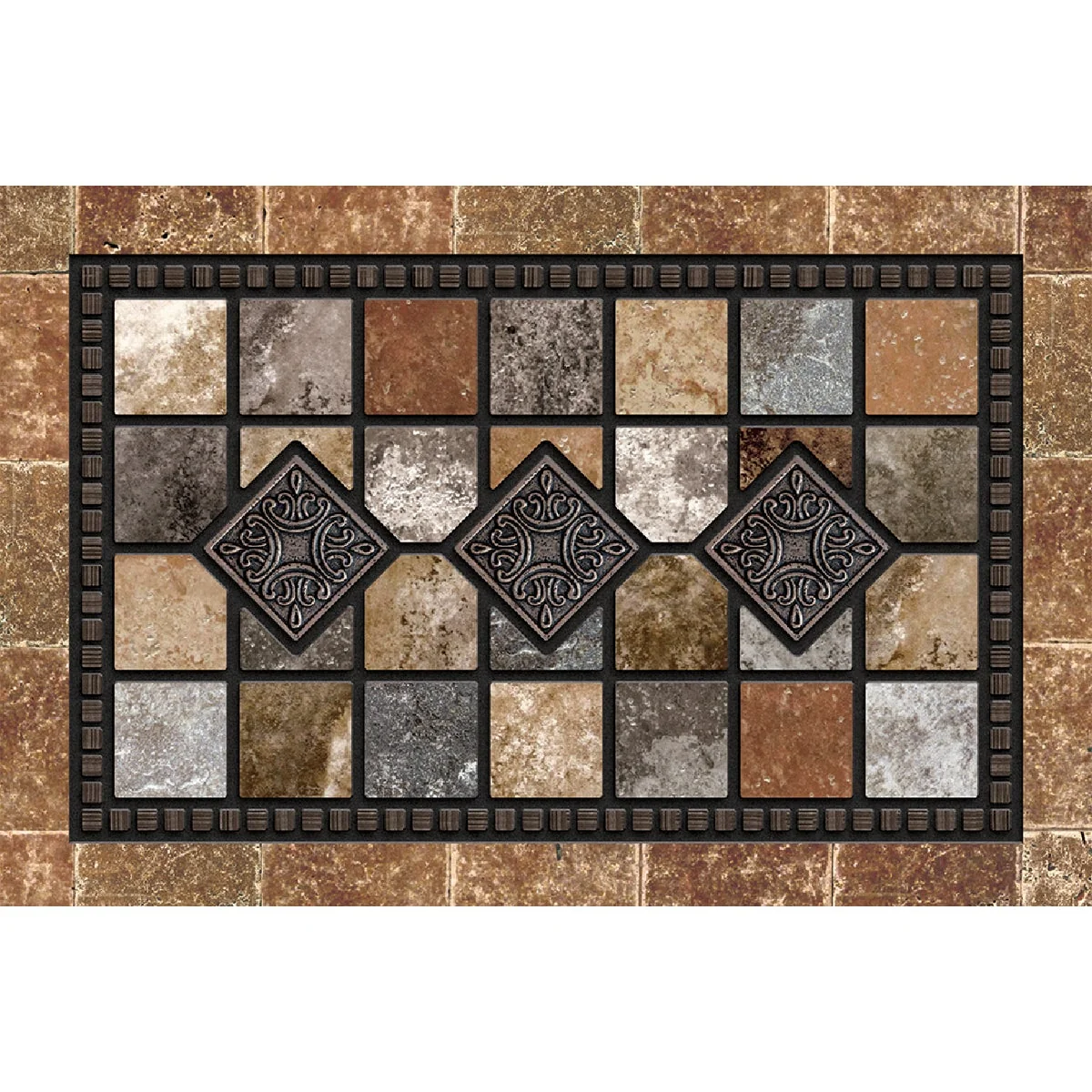 Prestigious Apache Masterpiece Redstone 24 In. x 36 In. Fiber Recycled Rubber Door Mat Reliable