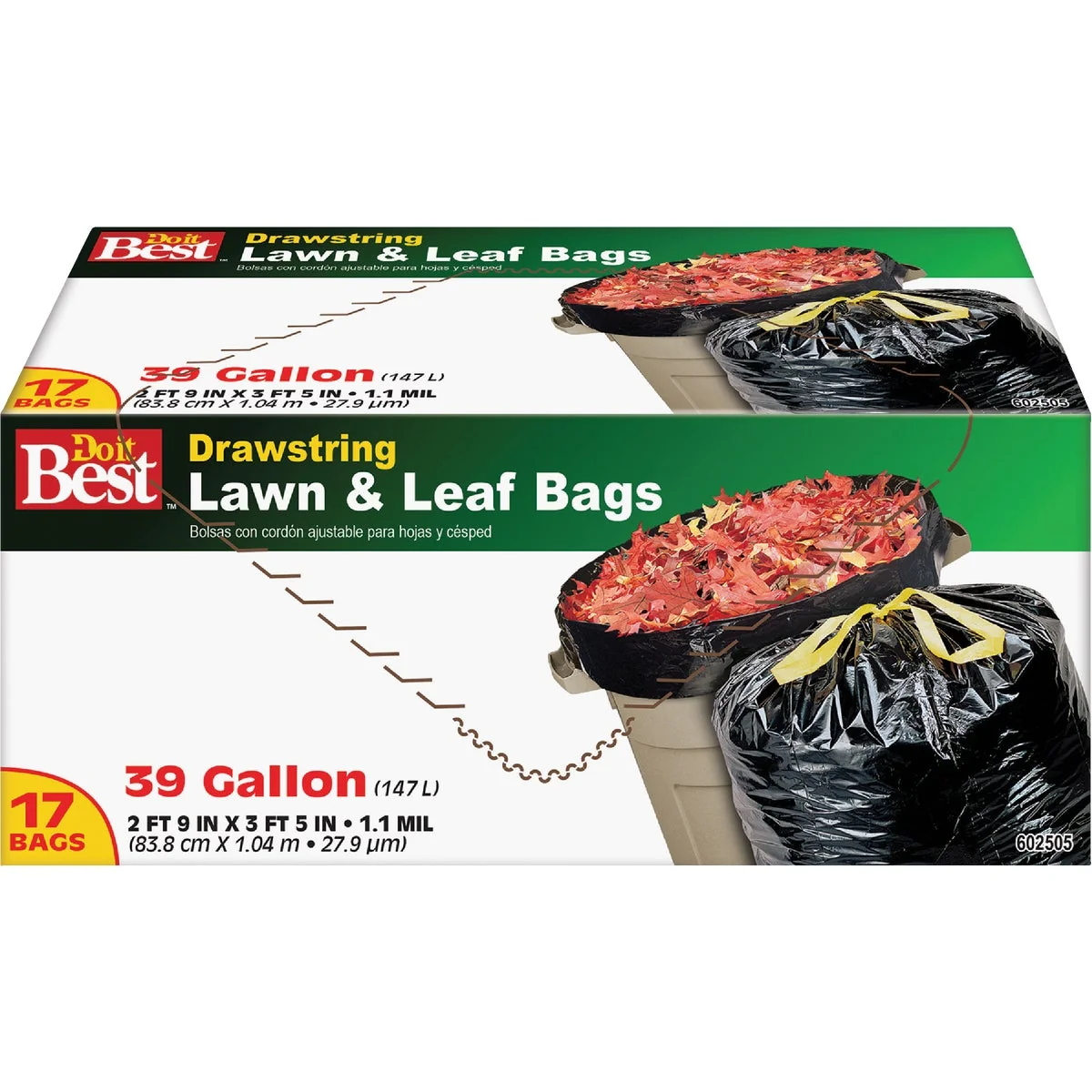 Fine Do it 39 Gal. Black Drawstring Lawn Leaf Bag 17-Count Expertly Made