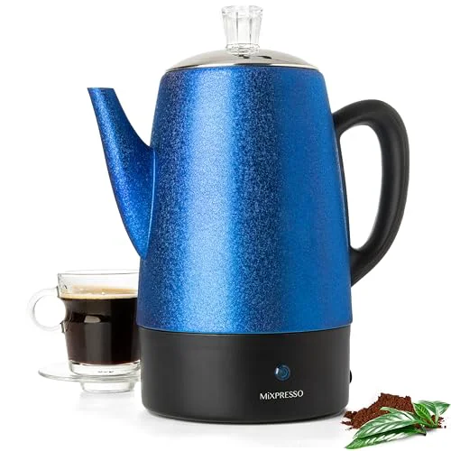 Refined 10 Cup Shiny Blue Electric Percolator Coffee Pot 10 Count Selected