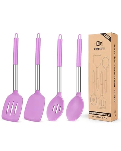 Sustainable Pack of 4 Silicone Cooking Utensils Set 4 Count Organic