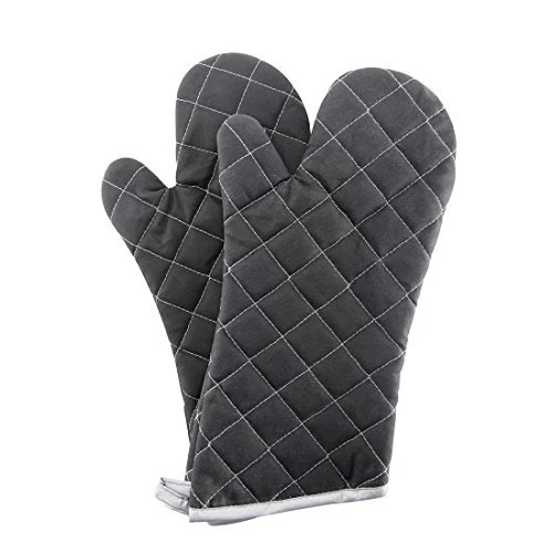 Exceptional Black 15 425°F Terry Oven Mitts Quilted Heat Resistant 2 Count Effective