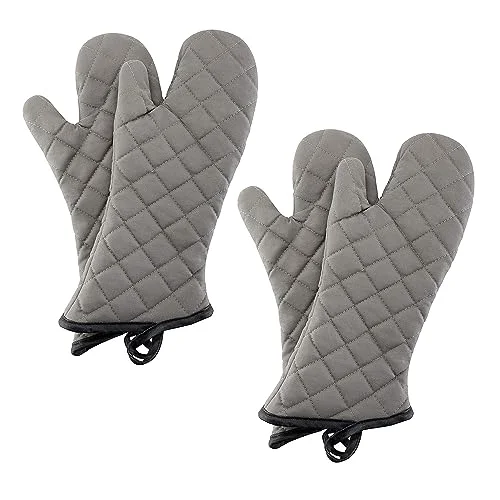 Practical Gray 16 Quilted Terry Oven Mitts 2 Pairs Heat Resistant 4 Count Clean