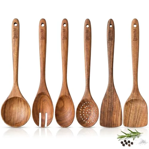 Stylish Luxury Teak Wood Utensil Set 6 Count Fashionable