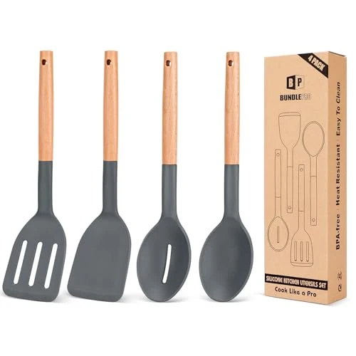 Elite Pack of 4 Silicone Cooking Utensils Set 4 Count Environmentally Friendly