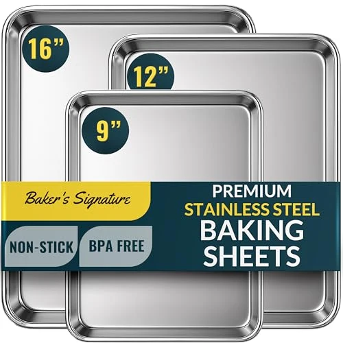 Authentic Stainless Steel Cookie Sheet Set of 3 3 Count Innovative