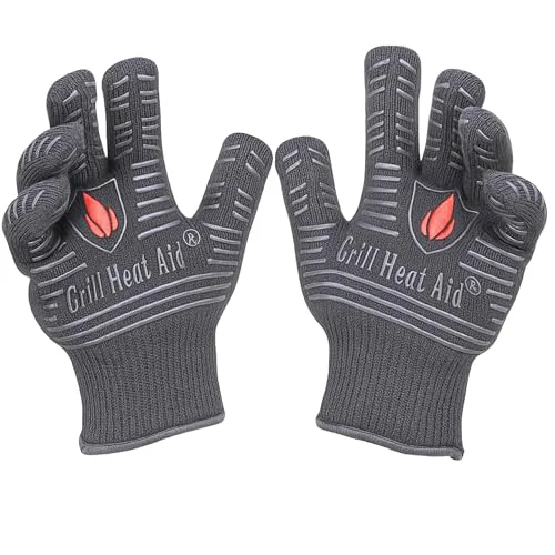 Superior Grill Gloves Heat Proof for Men Grilling BBQ Heat Resistant Gloves 2 Count Detailed