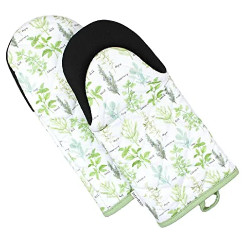 Reusable Heat Resistant Designer Kitchen Oven Mitts with Neoprene Non 2 Count Fine