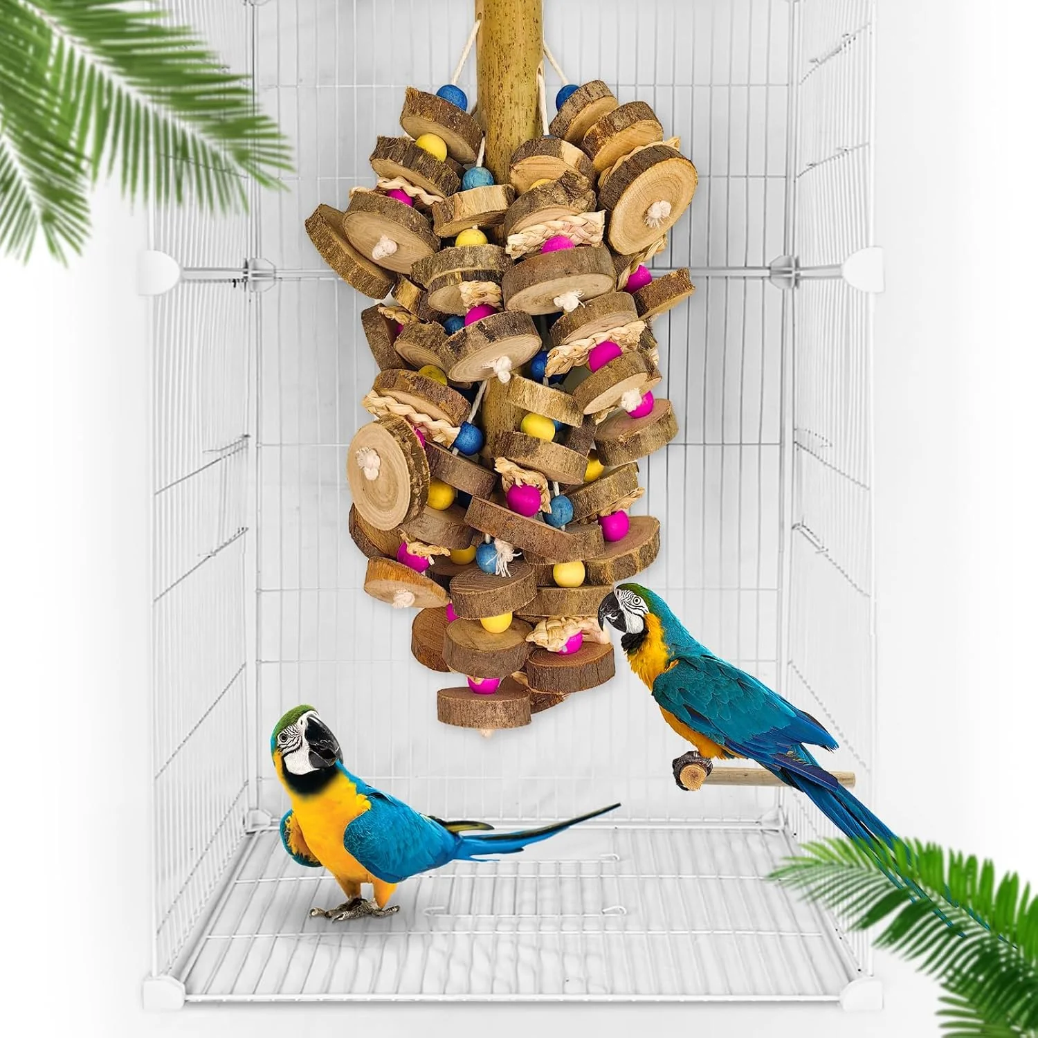 Professional Extra Large Bird Parrot Toys- 19.7 inch Multicolored Natural Wooden Block Parrot Chewing Toy Suggested for Macaws cokatoos African Grey and a Variety of Amazon Parrots. Large Size Convenient