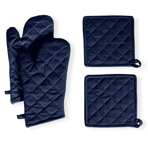 Easy-to-Use 4 Piece Set 2 Oven Mitts 2 Potholders 4 Count Smart
