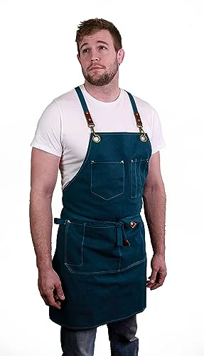 Carefully Designed Canvas Kitchen Apron for Cooking Green