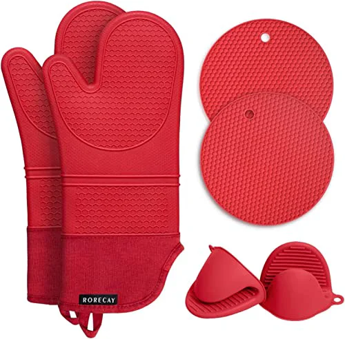 Reusable Silicone Oven Mitts and Pot Holders Sets Excellent