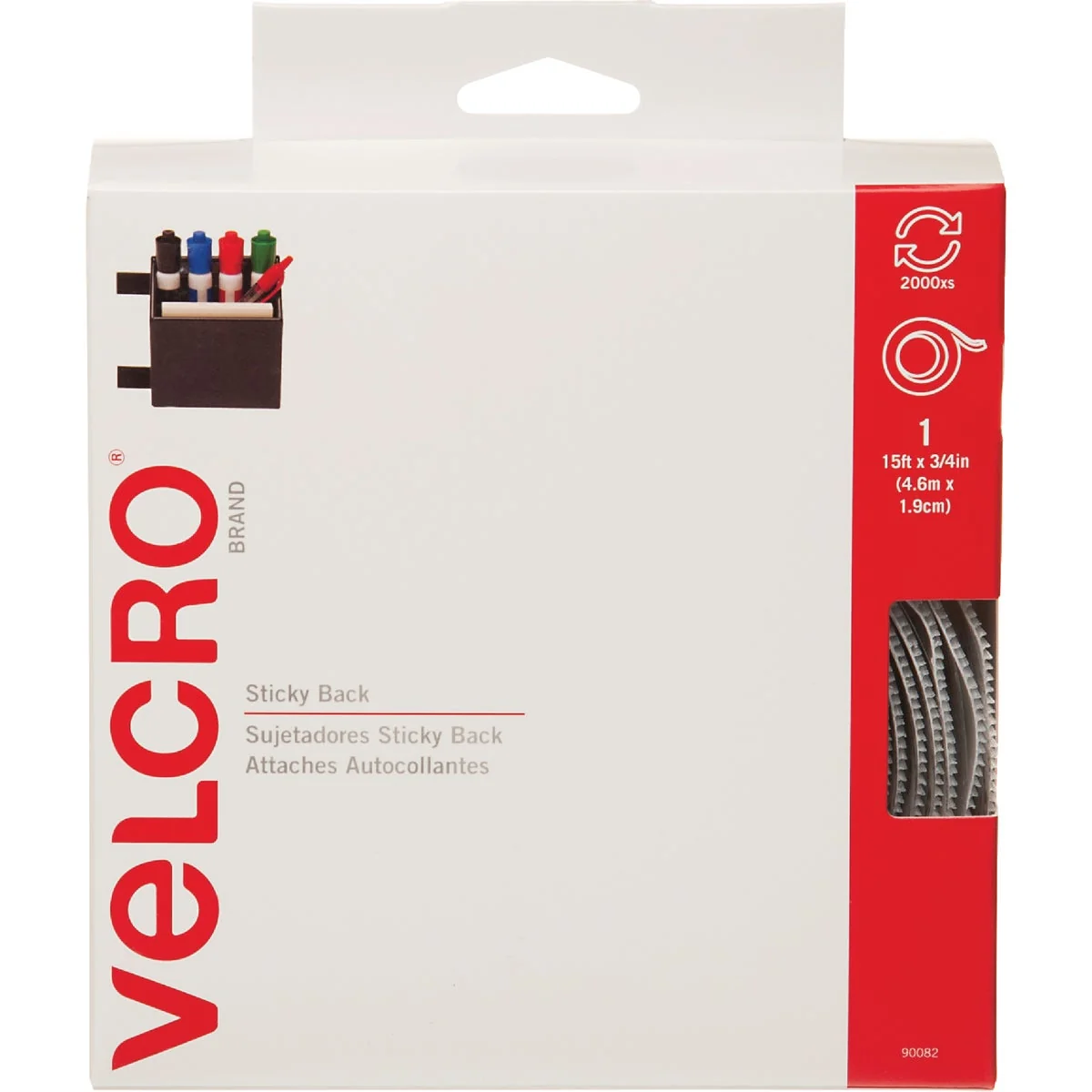 Relaxed VELCRO Brand 3 4 In. x 15 Ft. White Sticky Back Reclosable Hook Loop Roll Comfortable