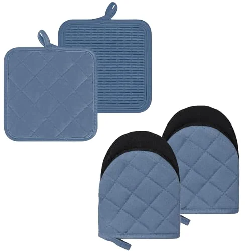 Relaxed Oven Mitts and Pot Holders Set 4 Count Excellent